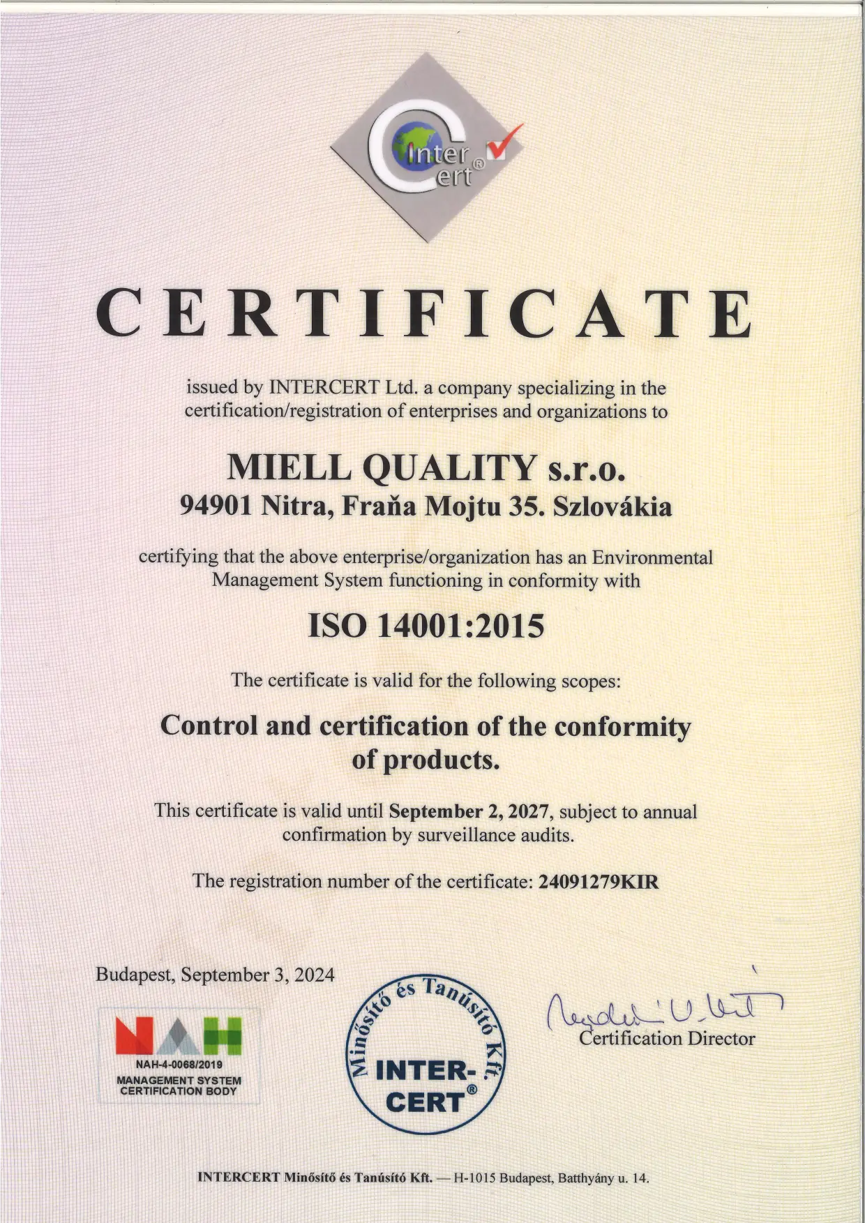 ISO 14001:2015 Systém environmentálneho manažérstva